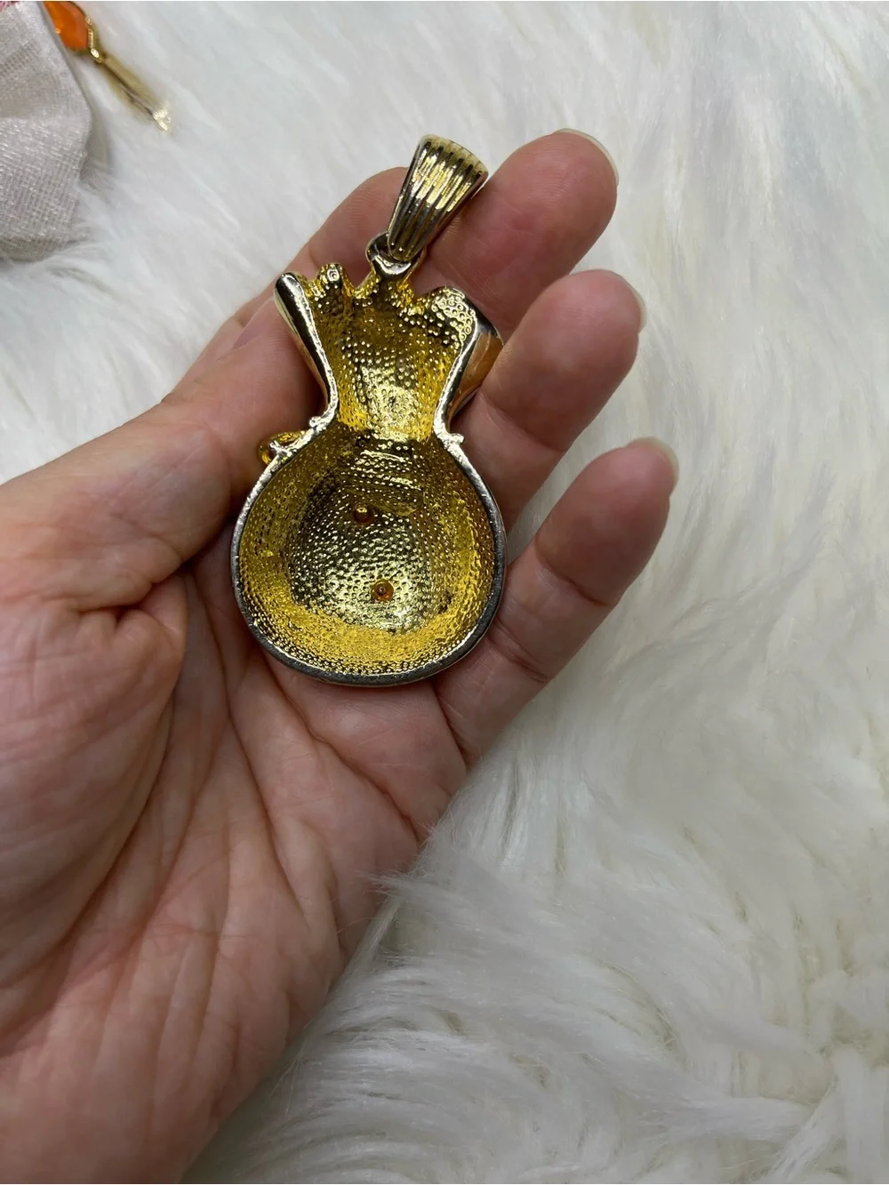 Gold Tone Money Bag Pendant